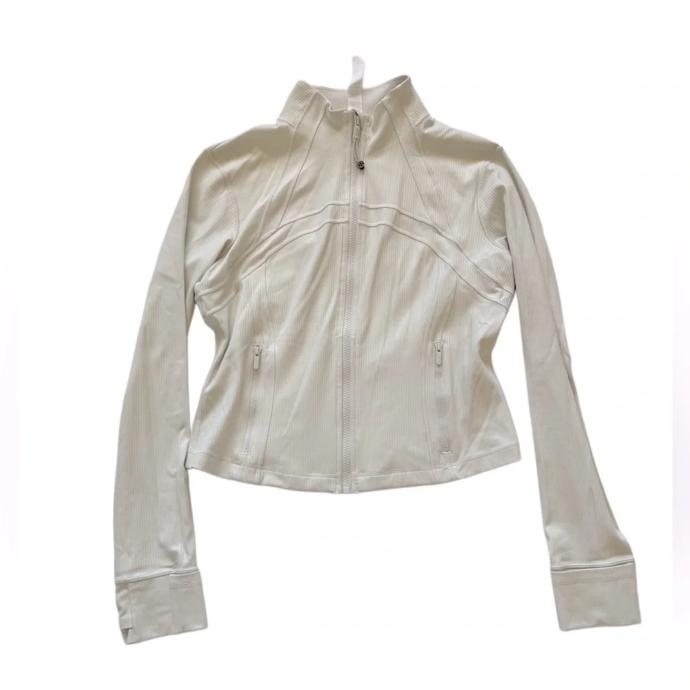 Lululemon Cropped Define Jacket zip up Ribbed Nulu Shine Off white 12 L - Picture 9 of 15